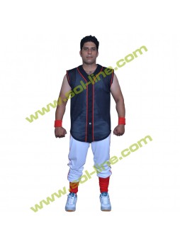 Pro Weight Mesh Six Button Down Red Stripe Sleeveless Jerseys